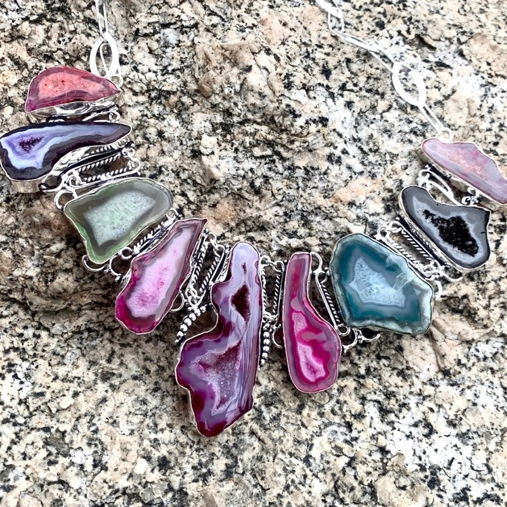 Multi Color Botswana Agate Necklace - Picture 7 of 8